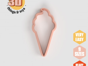 STL Ice Cream Cone Shaped Cutter Set - 9 Sizes Perfect for Biscuits Jewelry Making and Crafts Unique 3D 프린트 모델
