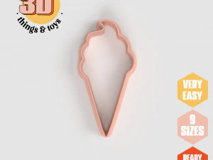 Juego de cortadores en forma de cono de helado STL, 9 tama&ntilde;os perfectos para hacer galletas, joyer&iacute;a y manualidades &uacute;nicas Modelo de impresión 3D