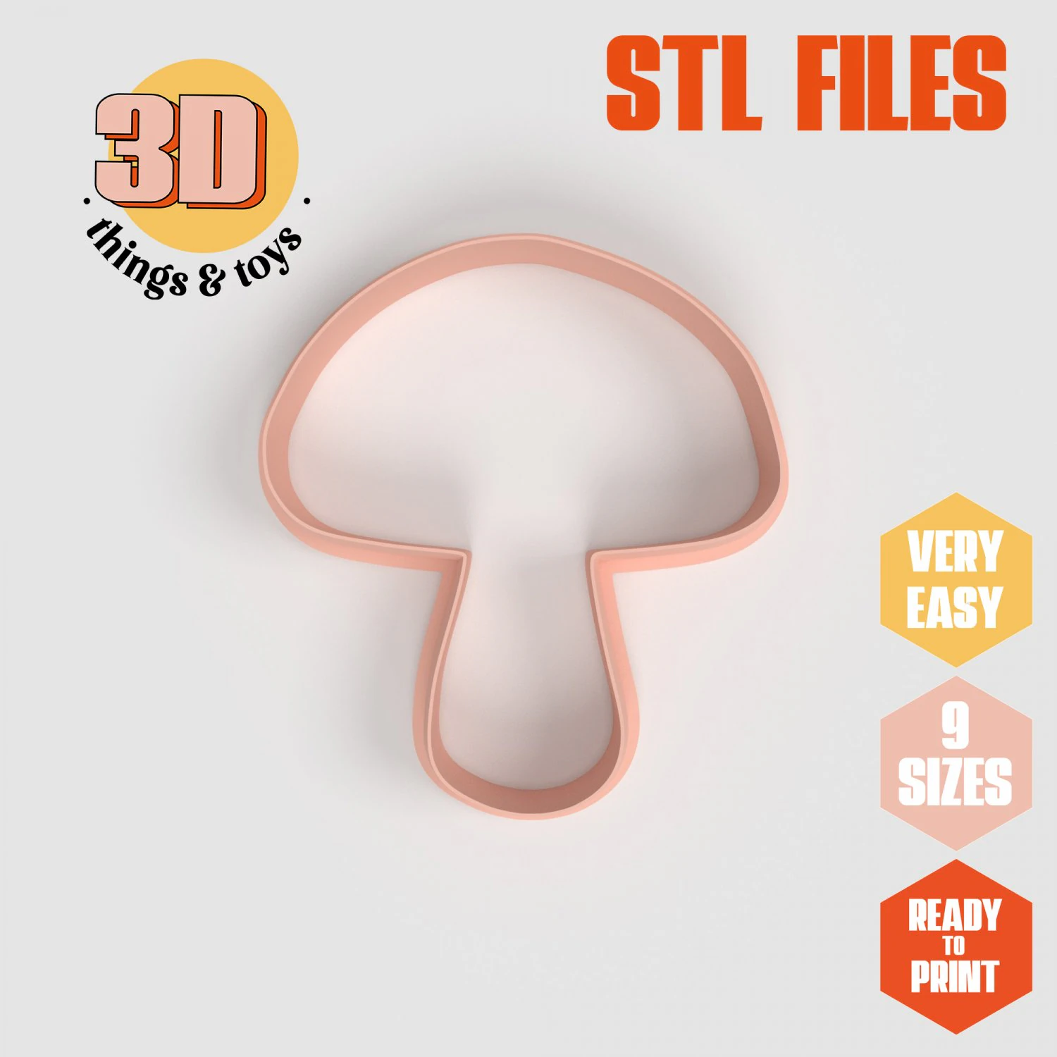 STL Mushroom Shaped Cutter Set - 9 Sizes Perfect for Biscuits Jewelry Making and Crafts Unique 3D Print Model .c4d .max .obj .3ds .fbx .stl .blend