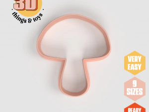 Juego de cortadores en forma de seta STL, 9 tama&ntilde;os perfectos para hacer galletas, joyer&iacute;a y manualidades &uacute;nicas Modelo de impresión 3D