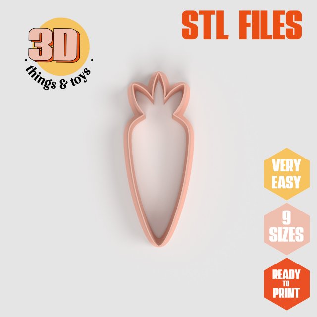 STL Carrot Shaped Cutter Set - 9 Sizes Perfect for Biscuits Jewelry Making and Crafts Unique Model do druku 3D .c4d .max .obj .3ds .fbx .stl .blend 