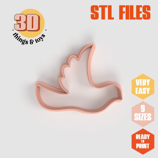 STL Bird Pigeon Shaped Cutter Set - 9 Sizes Perfect for Biscuits Jewelry Making and Crafts Unique Modèles 3D en vedette .c4d .max .obj .3ds .fbx .stl .blend 
