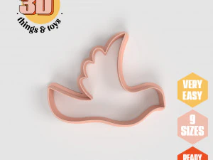 Juego de cortadores con forma de paloma y p&aacute;jaro STL, 9 tama&ntilde;os perfectos para hacer galletas, joyer&iacute;a y manualidades &uacute;nicas Modelo de impresión 3D