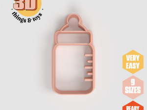 STL Baby Bottle Shaped Cutter Set - 9 Sizes Perfect for Biscuits Jewelry Making and Crafts Unique 3D 프린트 모델