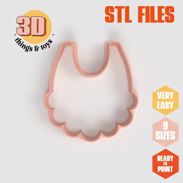STL Baby Bib Shaped Cutter Set - 9 Sizes Perfect for Biscuits Jewelry Making and Crafts Unique 3D Принт Модель .c4d .max .obj .3ds .fbx .stl .blend 
