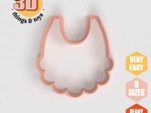 STL Baby Bib Shaped Cutter Set - 9 Sizes Perfect for Biscuits Jewelry Making and Crafts Unique 3D Print Model