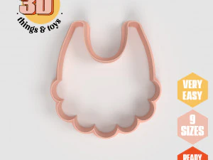 Set Pemotong Berbentuk Bib Bayi STL - 9 Ukuran Sempurna untuk Pembuatan Perhiasan Biskuit dan Kerajinan Unik Model Cetak 3D