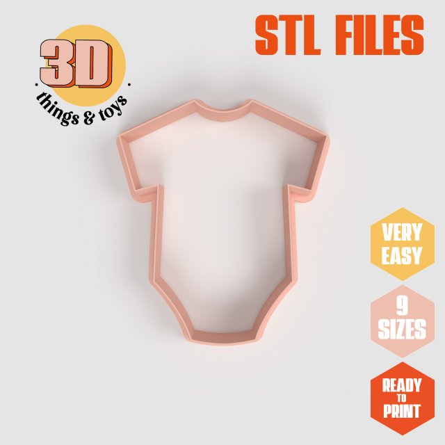 STL Babygrow Shaped Cutter Set - 9 Sizes Perfect for Biscuits Jewelry Making and Crafts Unique 3D 프린트 모델 .c4d .max .obj .3ds .fbx .stl .blend 