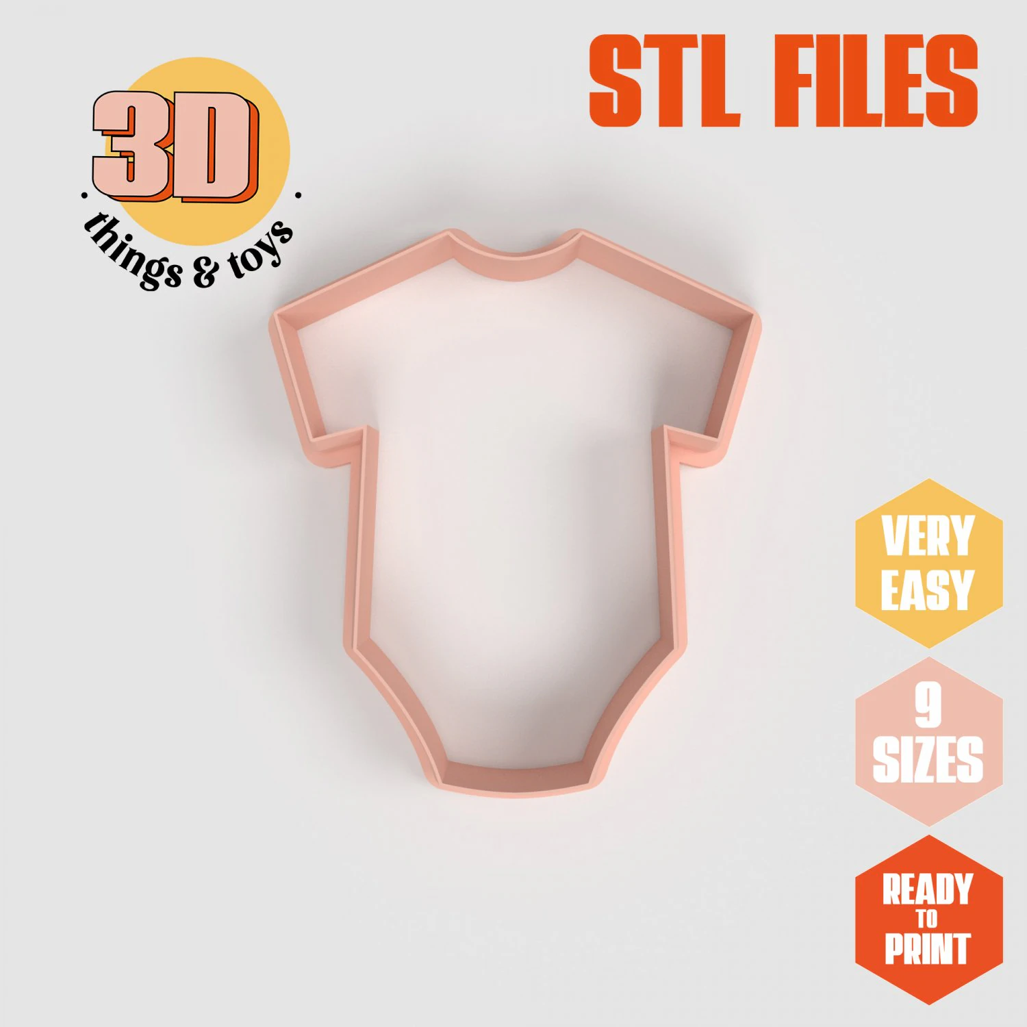 STL Babygrow Shaped Cutter Set - 9 Sizes Perfect for Biscuits Jewelry Making and Crafts Unique 3D Print Model .c4d .max .obj .3ds .fbx .stl .blend 