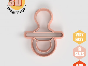 STL Baby Pacifier Shaped Cutter Set - 9 Sizes Perfect for Biscuits Jewelry Making and Crafts Unique 3D Print Model