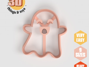 STL Halloween Ghost Shape Cutter Set - 9 Sizes Perfect for Biscuits Jewelry Making and Crafts Unique 3D Print Model