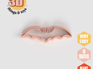 STL Halloween Bat Shape Cutter Set - 9 Sizes Perfect for Biscuits Jewelry Making and Crafts Unique 3D Print Model