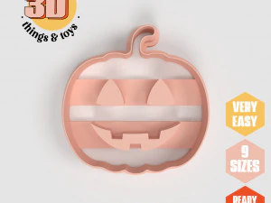 Set di stampini a forma di zucca di Halloween STL - 9 misure per biscotti perfetti, creazione di gioielli e artigianato unici Modello di stampa 3D