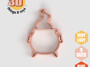 STL Halloween Cauldron Shape Cutter Set - 9 Sizes Perfect Biscuits Jewelry Making and Crafts Unique 3D Print Model