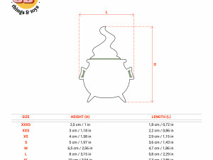 STL Halloween Cauldron Shape Cutter Set - 9 Sizes Perfect Biscuits Jewelry Making and Crafts Unique 3D प्रिंट मॉडल