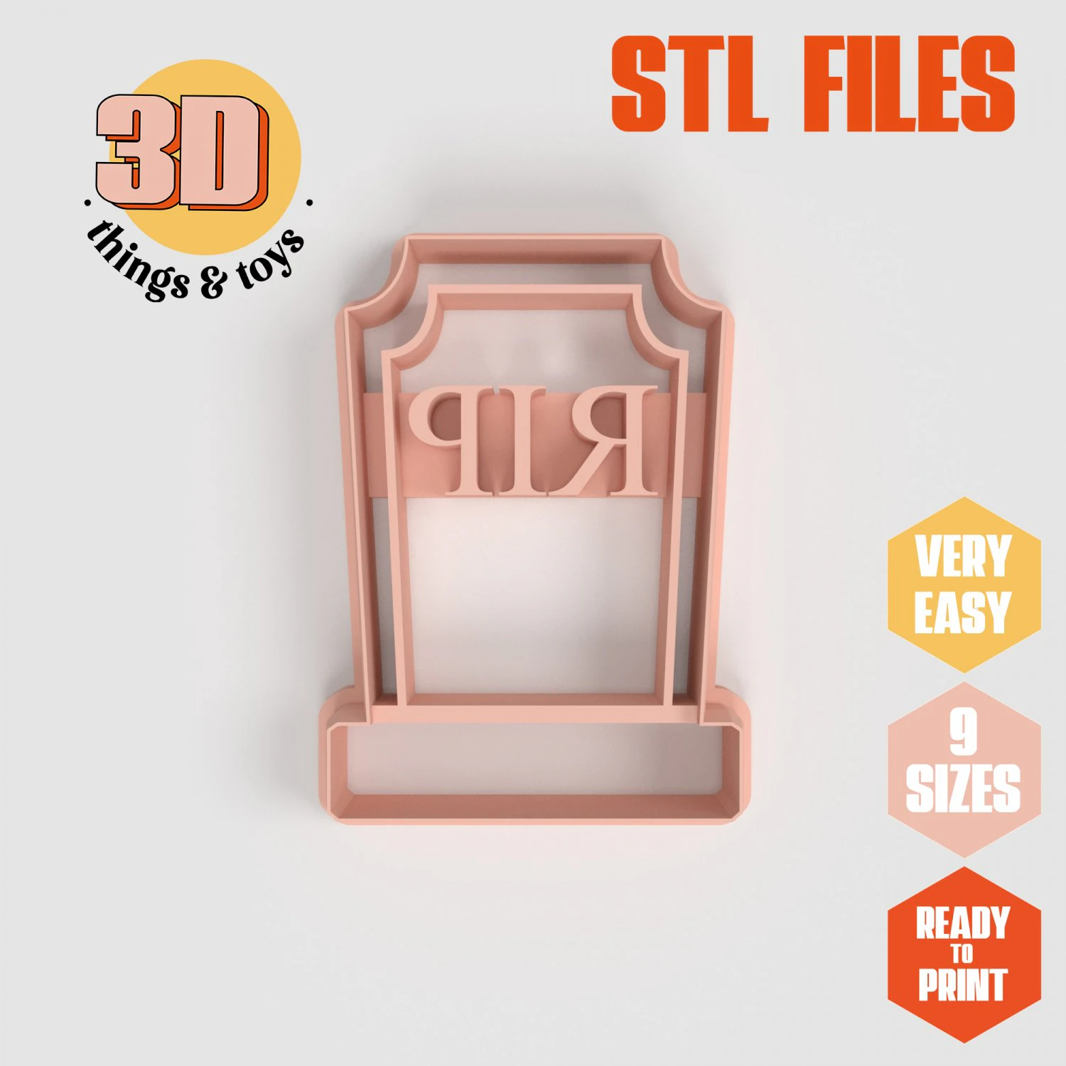 STL Halloween Tombstone Shape Cutter Set - 9 Sizes Perfect Biscuits Jewelry Making and Crafts Unique 3D Print Model .c4d .max .obj .3ds .fbx .stl .blend 