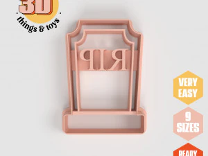 STL Halloween Tombstone Shape Cutter Set - 9 Sizes Perfect Biscuits Jewelry Making and Crafts Unique 3D Print Model