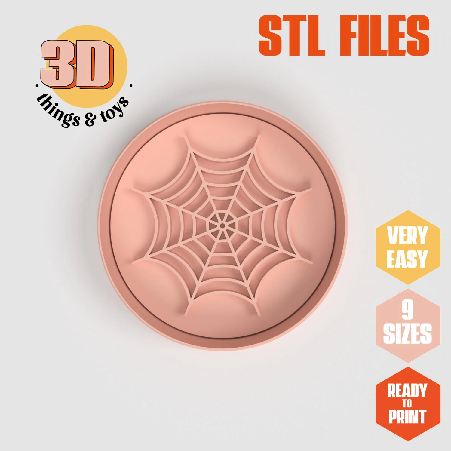STL Halloween Cobweb Shaped Cutter Set - 9 Sizes Perfect Biscuits Jewelry Making and Crafts Unique 3D Print Model .c4d .max .obj .3ds .fbx .stl .blend 