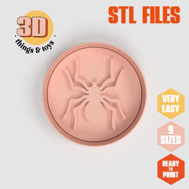 STL Halloween Spider Shaped Cutter Set - 9 Sizes Perfect Biscuits Jewelry Making and Crafts Unique 3Dプリントモデル .c4d .max .obj .3ds .fbx .stl .blend 
