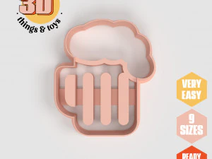 Juego de cortadores con forma de jarra de cerveza para fiestas STL, 9 tamaños, galletas perfectas, fabricación de joyas y manualidades únicas Modelo de impresión 3D