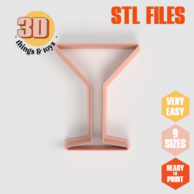STL Party Cocktail Shaped Cutter Set - 9 Sizes Perfect Biscuits Jewelry Making and Crafts Unique 3D-printmodel .c4d .max .obj .3ds .fbx .stl .blend 
