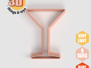 STL Party Cocktail Shaped Cutter Set - 9 Sizes Perfect Biscuits Jewelry Making and Crafts Unique 3D Print Model