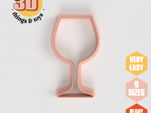 STL Party Wine Glass Shaped Cutter Set - 9 Sizes Perfect Biscuits Jewelry Making and Crafts Unique 3D Print Model