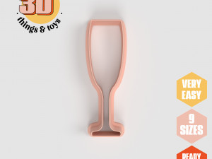 STL Party Champagne Glass Shape Cutter- 9 Sizes Perfect Biscuits Jewelry Making and Crafts Unique 3D Print Model