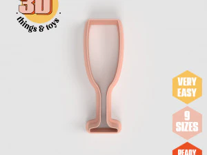Cortador con forma de copa de champ&aacute;n para fiestas STL, 9 tama&ntilde;os, galletas perfectas, fabricaci&oacute;n de joyas y manualidades &uacute;nicas Modelo de impresión 3D