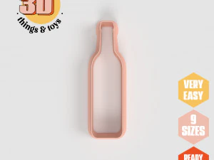 Cortador con forma de vino para botella de fiesta STL, 9 tama&ntilde;os, galletas perfectas, fabricaci&oacute;n de joyas y manualidades &uacute;nicas Modelo de impresión 3D