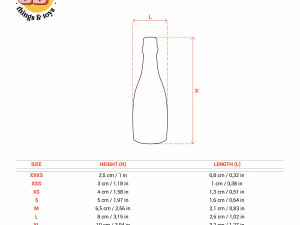 Cortador en forma de champ&aacute;n para botella de fiesta STL, 9 tama&ntilde;os, galletas perfectas, fabricaci&oacute;n de joyas y manualidades &uacute;nicas Modelo de impresión 3D