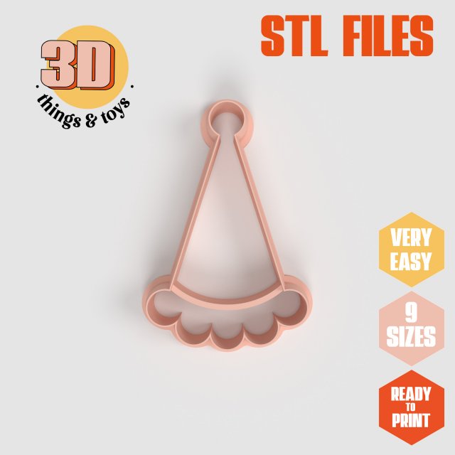 STL Party Pompom Hat Shape Cutter set - 9 Sizes Perfect andBiscuits Jewelry Making and Crafts Unique 3D Print Model .c4d .max .obj .3ds .fbx .stl .blend 