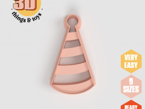 STL Party Strips Hat Shape Cutter set - 9 Sizes Perfect andBiscuits Jewelry Making and Crafts Unique 3D Print Model