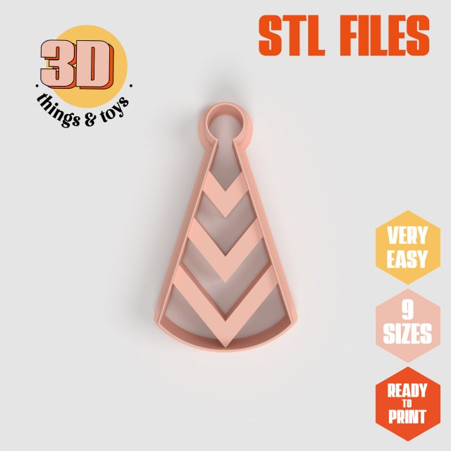 STL Party Hat Shape Cutter set - 9 Sizes Perfect andBiscuits Jewelry Making and Crafts Unique Modèles 3D en vedette .c4d .max .obj .3ds .fbx .stl .blend 