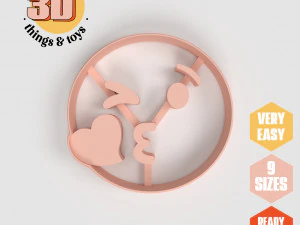 Juego de cortadores con forma de beso de Emoji STL, 9 tama&ntilde;os perfectos y galletas, fabricaci&oacute;n de joyas y manualidades &uacute;nicas Modelo de impresión 3D