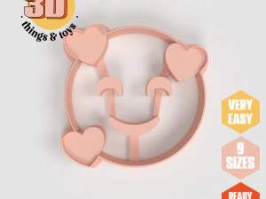 Conjunto de cortador em formato de cora&ccedil;&atilde;o STL Emoji Face - 9 tamanhos, biscoitos perfeitos, fabrica&ccedil;&atilde;o de joias e artesanato exclusivo Modelo de Impressão 3D