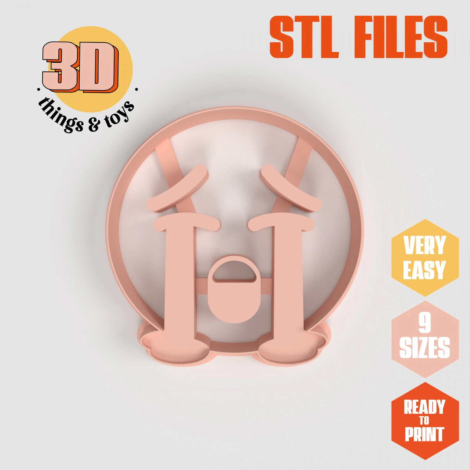 STL Emoji Crying Shaped Cutter set - 9 Sizes Perfect Biscuits Jewelry Making and Crafts Unique 3D Print Model .c4d .max .obj .3ds .fbx .stl .blend 