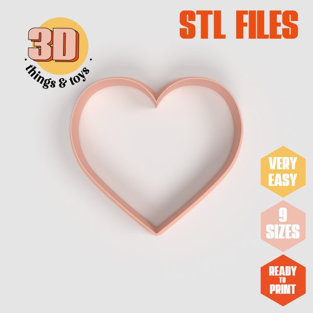 STL Emoji Heart Shaped Cutter set - 9 Sizes Perfect Biscuits Jewelry Making and Crafts Unique 3D Принт Модель .c4d .max .obj .3ds .fbx .stl .blend 
