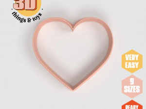 Juego de cortadores en forma de corazón STL Emoji - 9 tamaños Galletas perfectas Fabricación de joyas y manualidades Únicas Modelo de impresión 3D