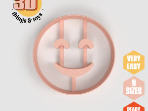 Juego de cortadores con forma de sonrisa STL Emoji - 9 tama&ntilde;os Galletas perfectas Fabricaci&oacute;n de joyas y manualidades &Uacute;nicas Modelo de impresión 3D