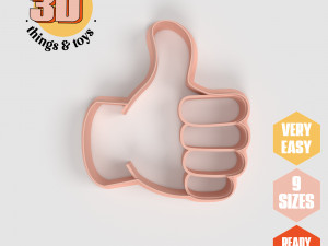 STL Emoji Thumbs UpShaped Cutter set - 9 Sizes Perfect Biscuits Jewelry Making and Crafts Unique 3D Print Model