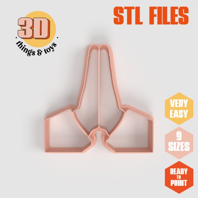 STL Emoji Hands Pray Shaped Cutter set - 9 Sizes Perfect Biscuits Jewelry Making and Crafts Unique 3D Print Model .c4d .max .obj .3ds .fbx .stl .blend 