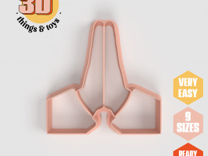 STL Emoji Hands Pray Shaped Cutter set - 9 Sizes Perfect Biscuits Jewelry Making and Crafts Unique 3D Print Model
