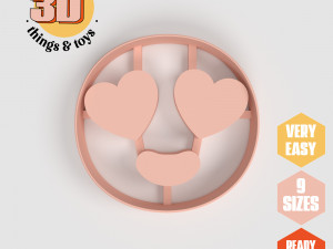 STL Emoji Eyes Hearts Shaped Cutter set - 9 Sizes Perfect Biscuits Jewelry Making and Crafts Unique 3D Print Model