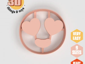 STL Emoji Eyes Hearts Shaped Cutter set - 9 Tama&ntilde;os Galletas Perfectas Fabricaci&oacute;n de Joyas y Manualidades &Uacute;nicas Modelo de impresión 3D