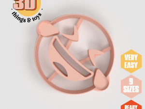 STL Emoji Crooked Laugh Shape Cutter set - 9 Sizes Perfect Biscuits Jewelry Making and Crafts Unique 3D Print Model