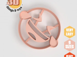 STL Emoji Juego de cortadores con forma de risa torcida - 9 tama&ntilde;os Galletas perfectas Fabricaci&oacute;n de joyas y manualidades &Uacute;nicas Modelo de impresión 3D