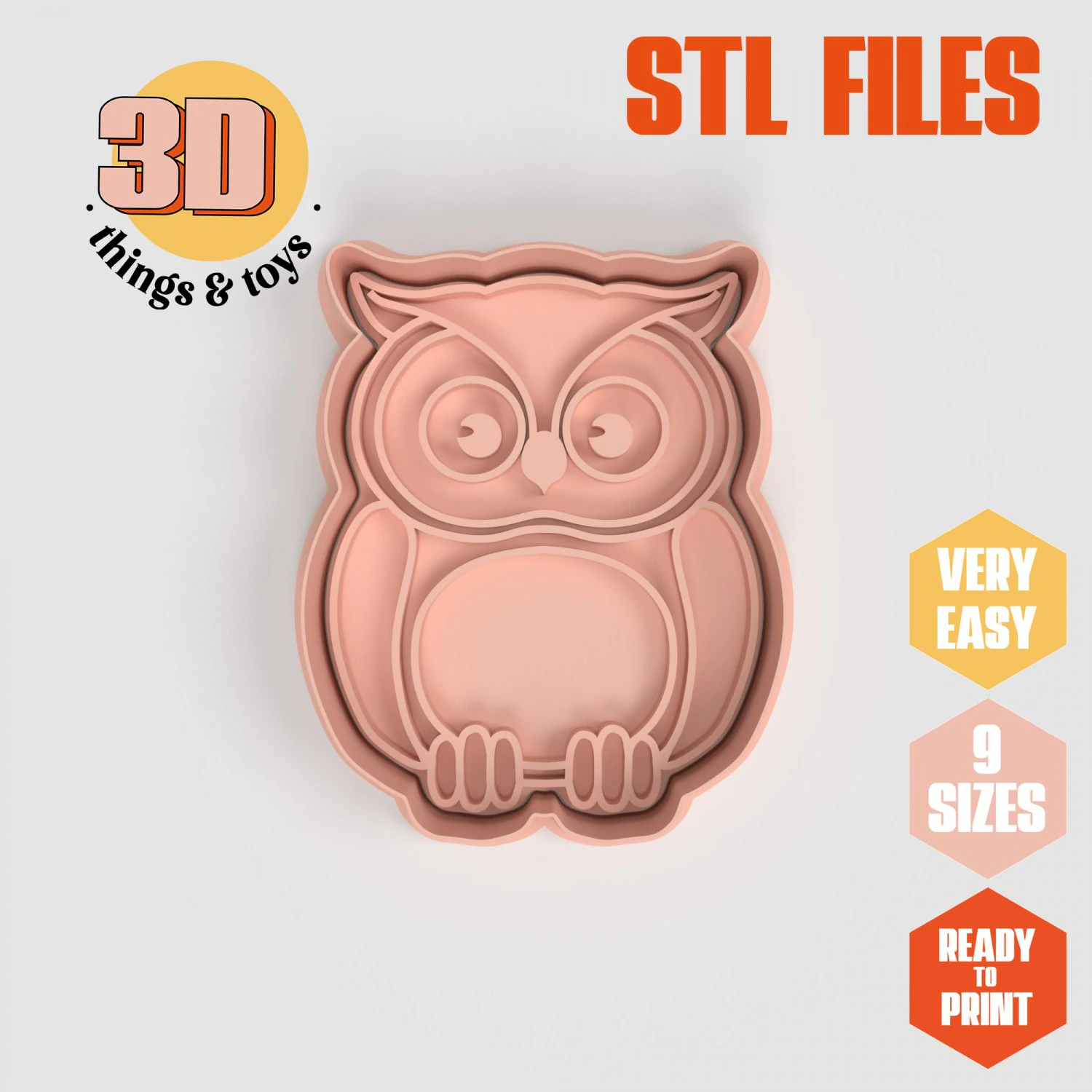 STL Hayvan Baykuş Şekli Kesici set - 9 Boyut M&uuml;kemmel Bisk&uuml;vi Takı Yapımı ve El Sanatları Benzersiz 3D Baskı Modeli .c4d .max .obj .3ds .fbx .stl .blend 