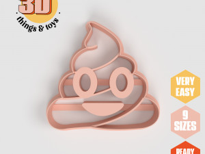 STL Emoji Poop Shape Cutter set - 9 Sizes Perfect Biscuits Jewelry Making and Crafts Unique 3D Print Model