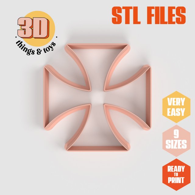 STL Templars Cross Shape Cutter set - 9 Sizes Perfect Biscuits Jewelry Making and Crafts Unique 3D-Druckmodell .c4d .max .obj .3ds .fbx .stl .blend 